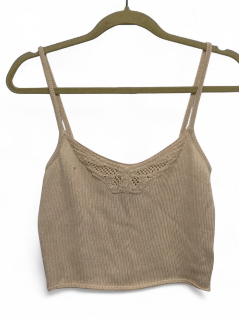 VRG GRL Beige Knit Cropped Tank Top